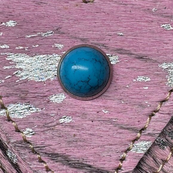 Myra Bag Leather and Hair-On Heart's Love Key Fob Bag Charm (Pink) - NEW - Picture 2 of 5